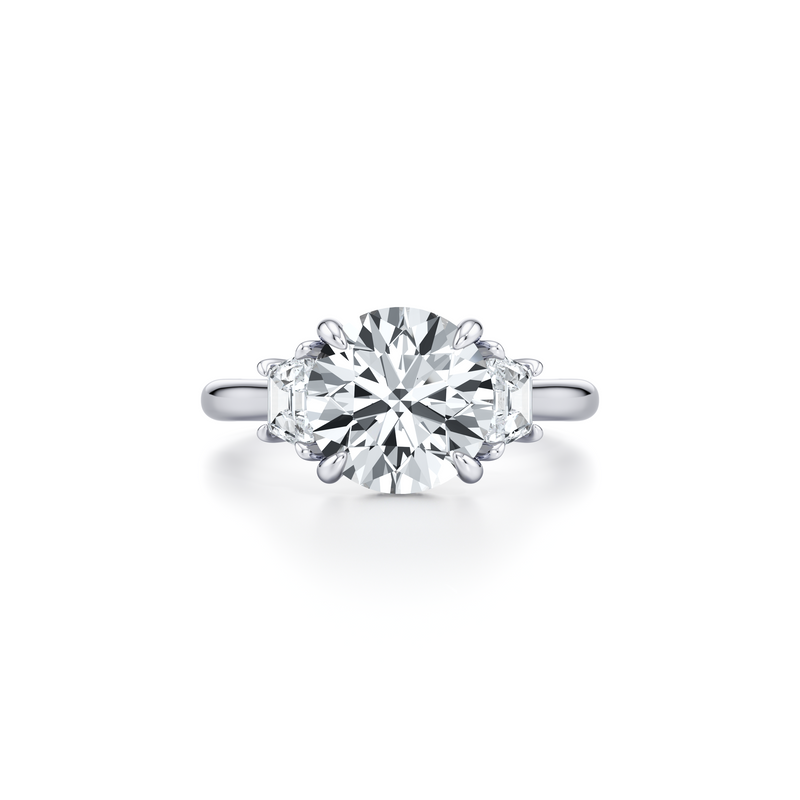 Chelsea Trapezoid Three Stone Lab Diamond Engagement Ring image 1