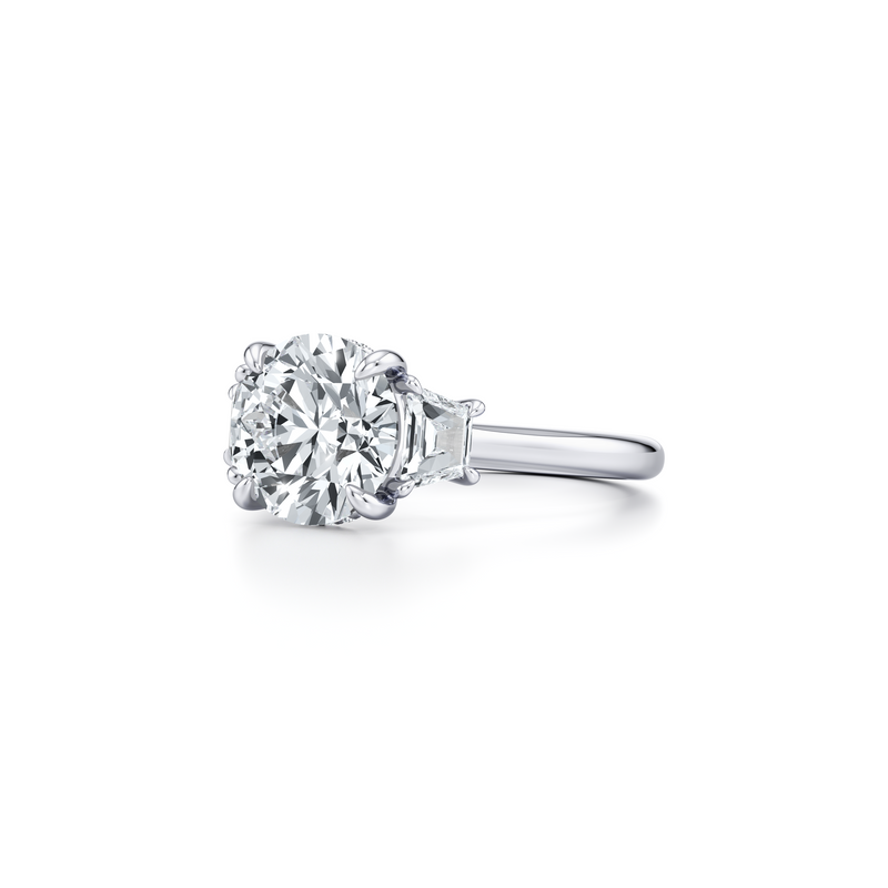 Chelsea Trapezoid Three Stone Lab Diamond Engagement Ring image 2