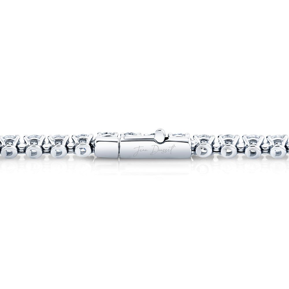 Olivia Round Brilliant Lab Diamond Tennis Necklace 18k White Gold Profile View