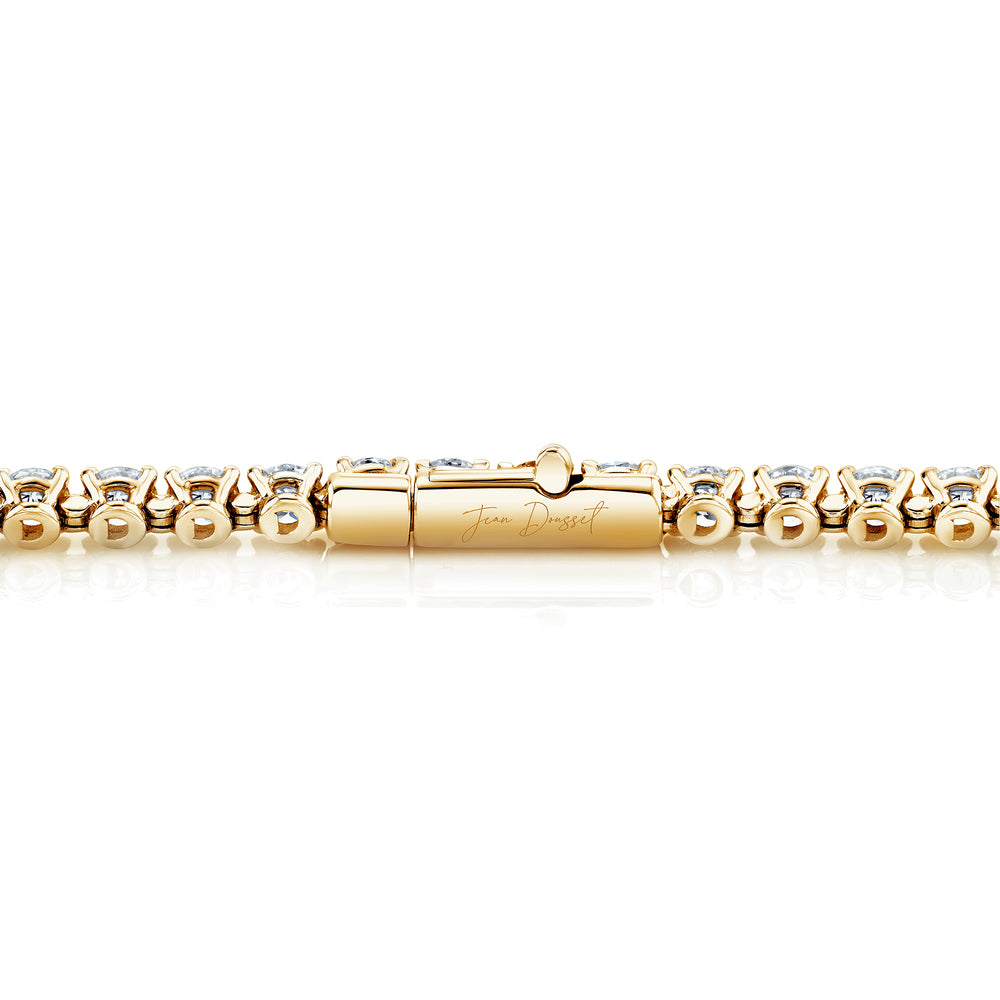 Olivia Round Brilliant Lab Diamond Tennis Necklace 18k Yellow Gold Profile View