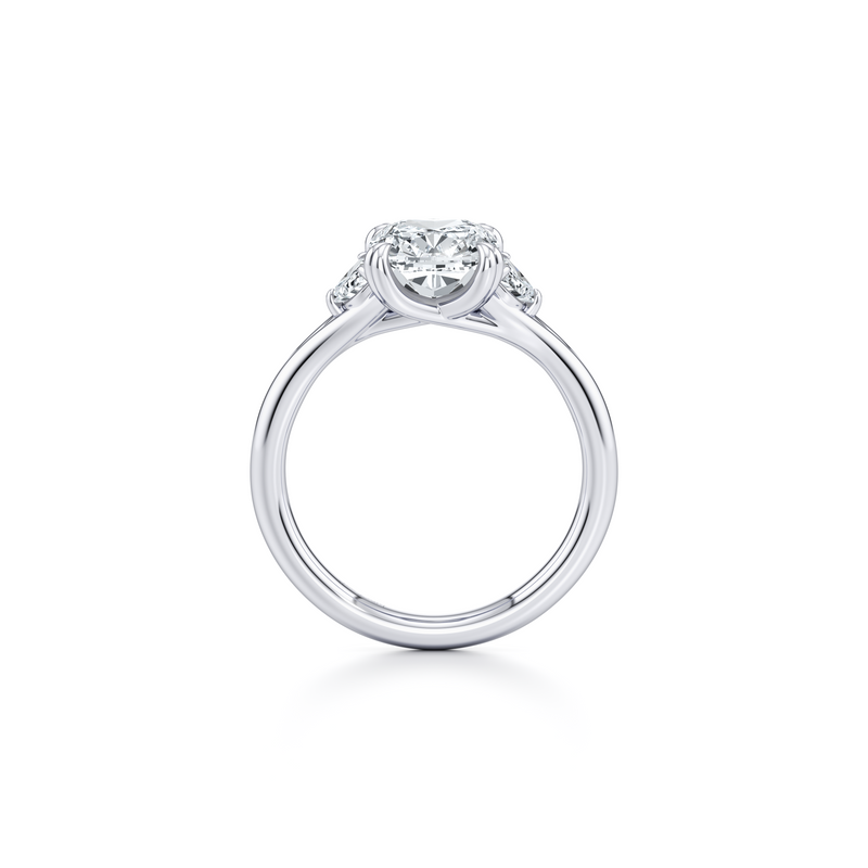Jane Elongated Cushion Cut Half Moon Three Stone Lab Diamond Engagement Ring image 4