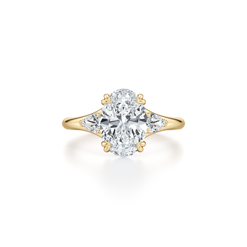 Jane Oval Cut Pear Three Stone Lab Diamond Engagement Ring image 1