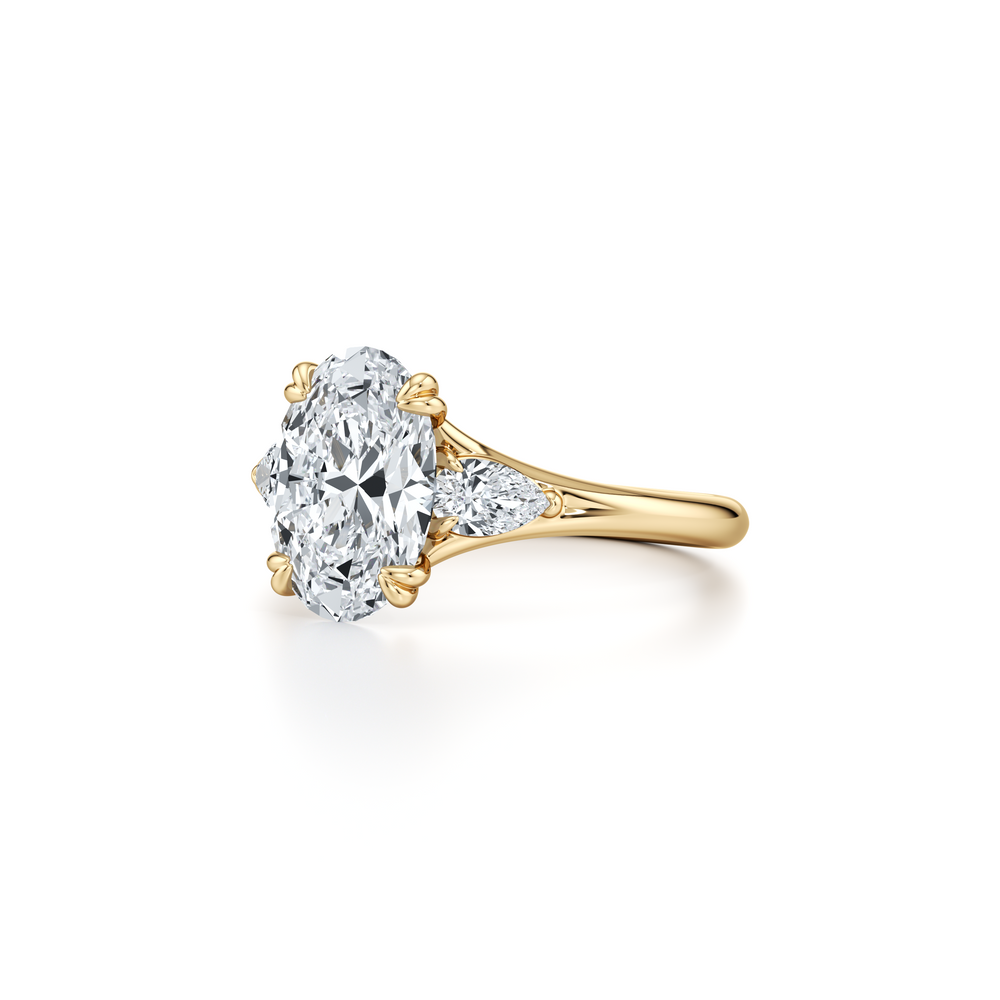 Jane Oval Cut Pear Three Stone Lab Diamond Engagement Ring image 2