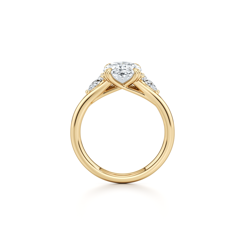 Jane Oval Cut Pear Three Stone Lab Diamond Engagement Ring image 4