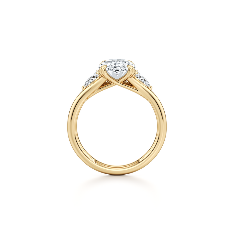 Jane Oval Cut Pear Three Stone Lab Diamond Engagement Ring image 4