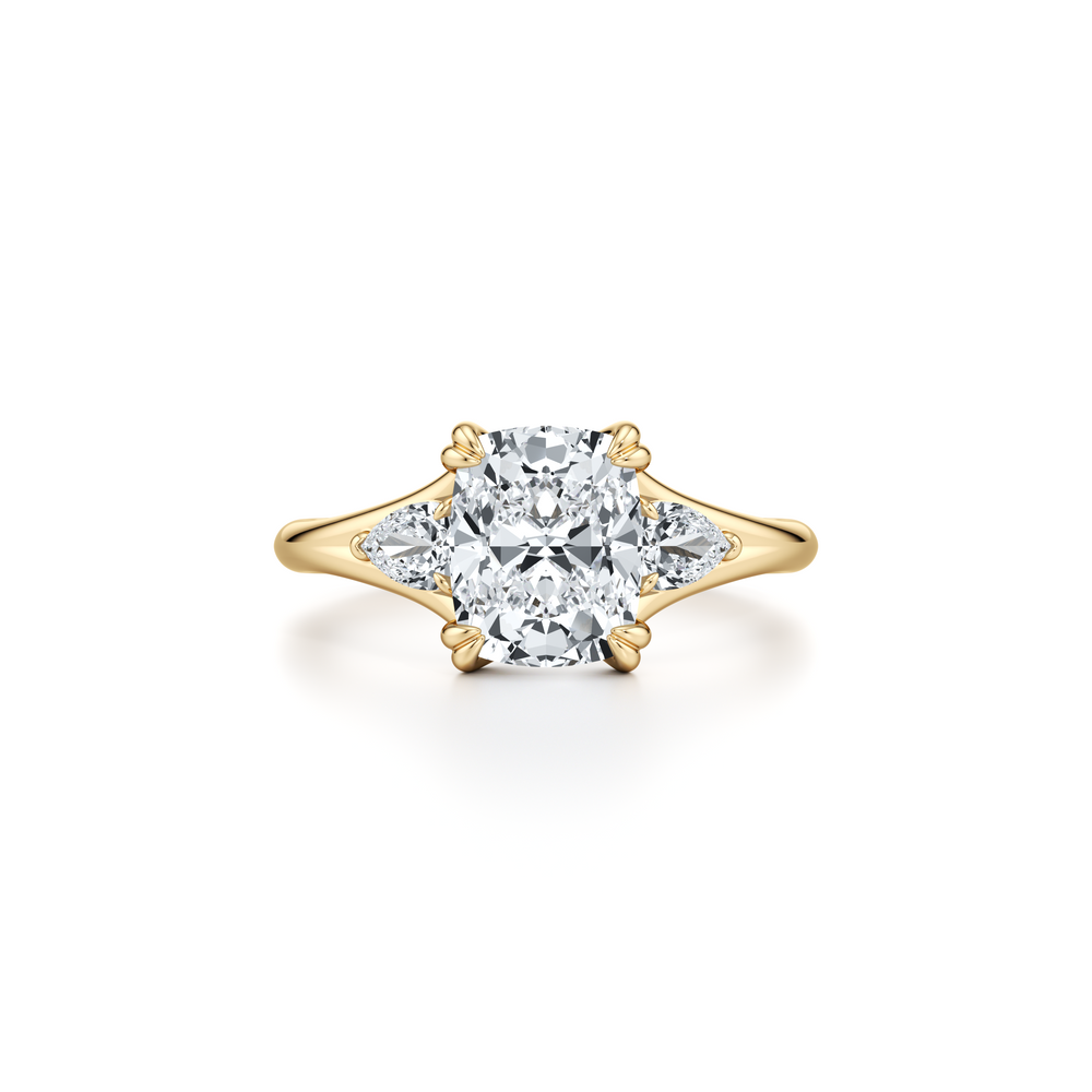 Jane Cushion Cut Three Stone Lab Diamond Engagement Ring image 1
