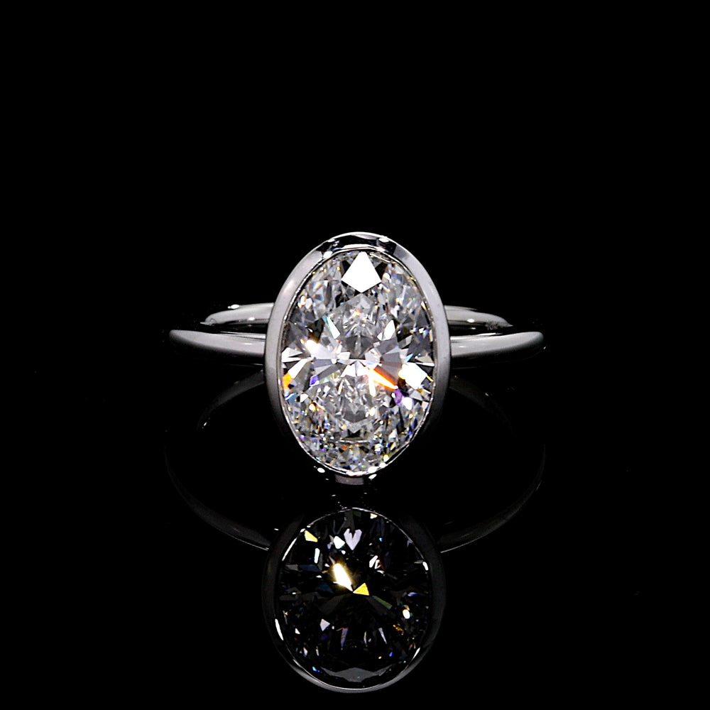 Audrey Oval Cut Bezel Lab Diamond Engagement Ring image 1