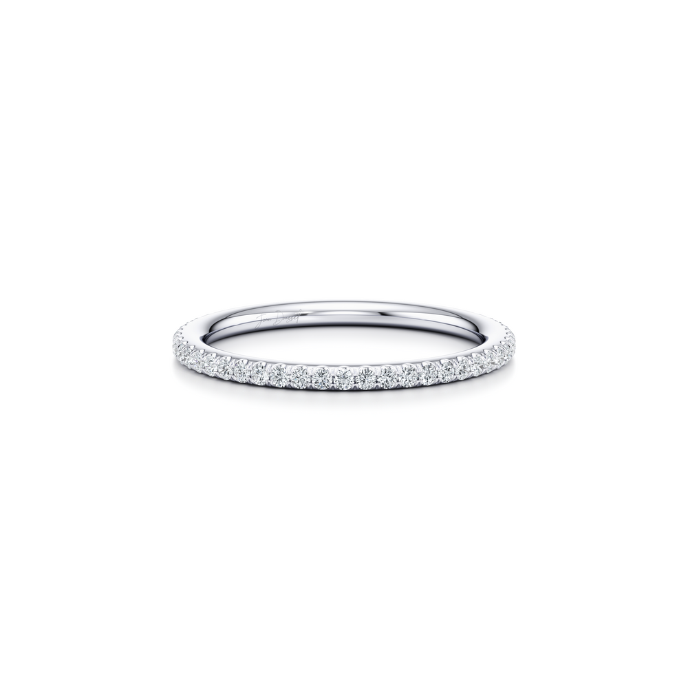 Kate Lab Diamond Wedding Band Platinum One Row Eternity 3/4 View