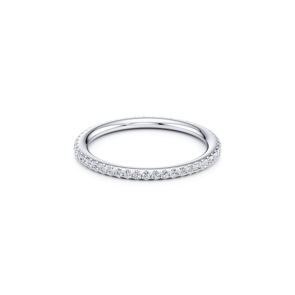 Kate Lab Diamond Wedding Band Platinum One Row Eternity 3/4 View