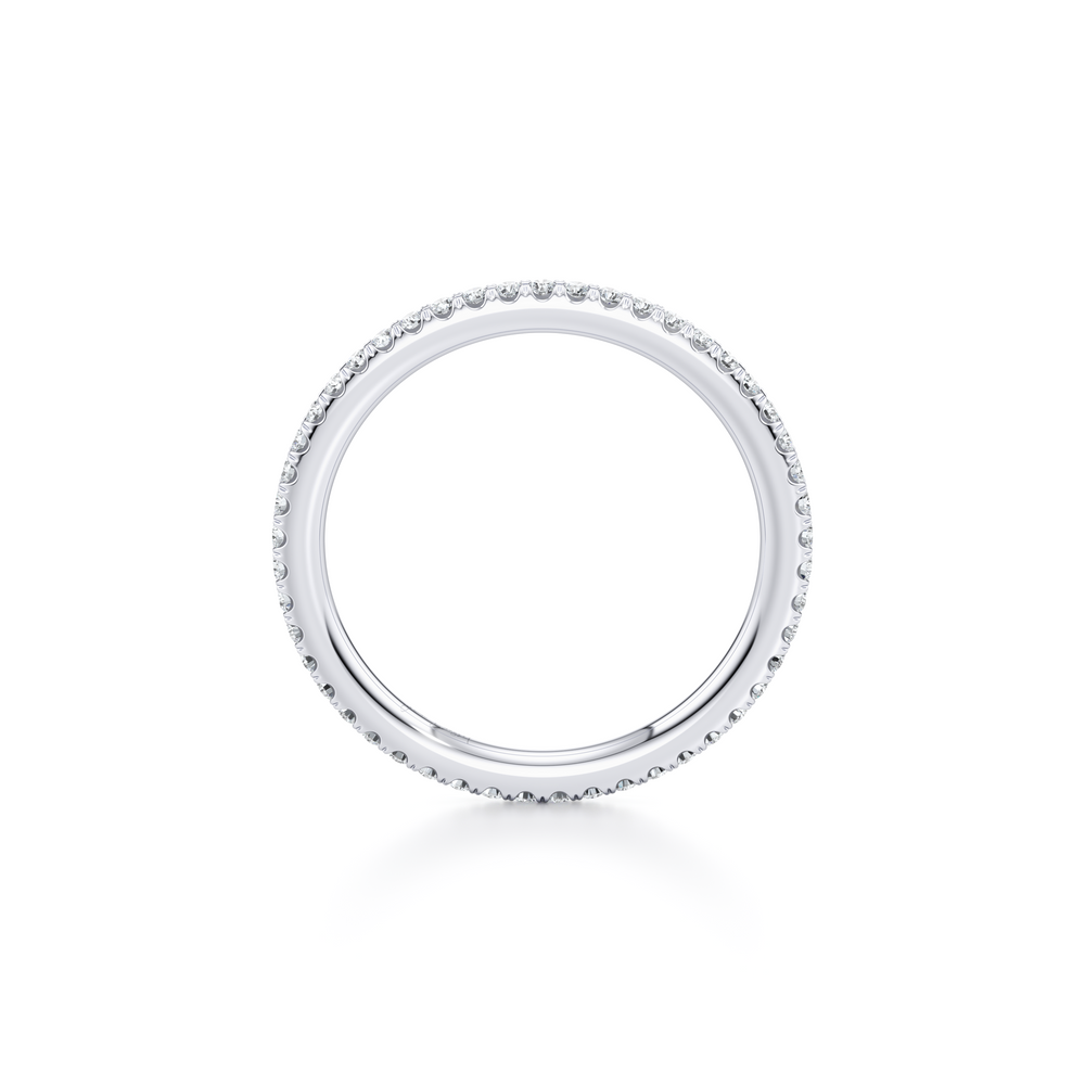 Kate Lab Diamond Wedding Band Platinum One Row Eternity 3/4 View