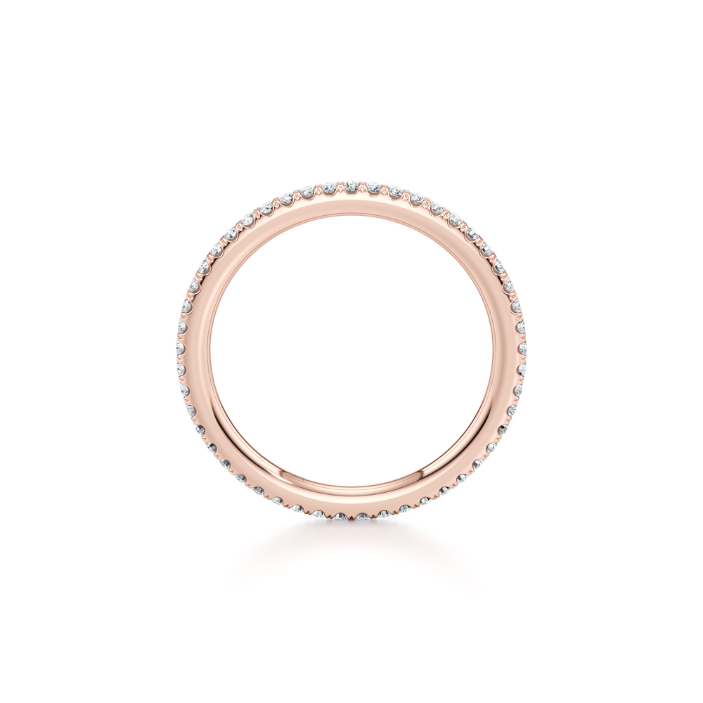 Kate Lab Diamond Wedding Band 18k Rose Gold One Row Eternity 3/4 View