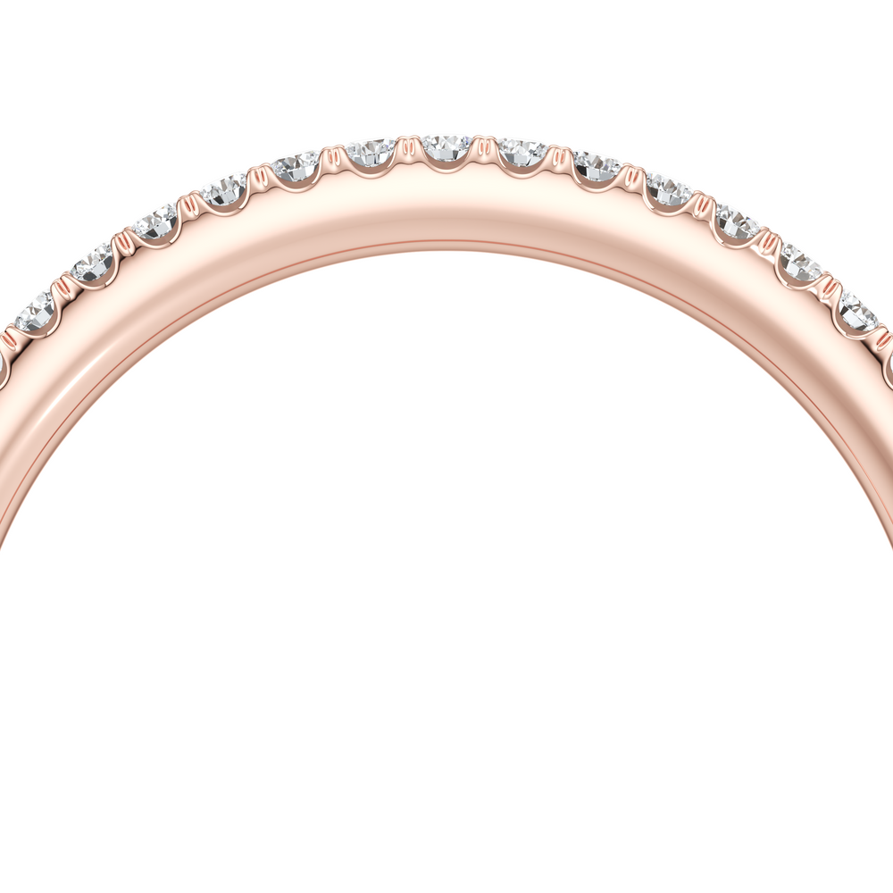 Kate Lab Diamond Wedding Band 18k Rose Gold One Row Eternity 3/4 View