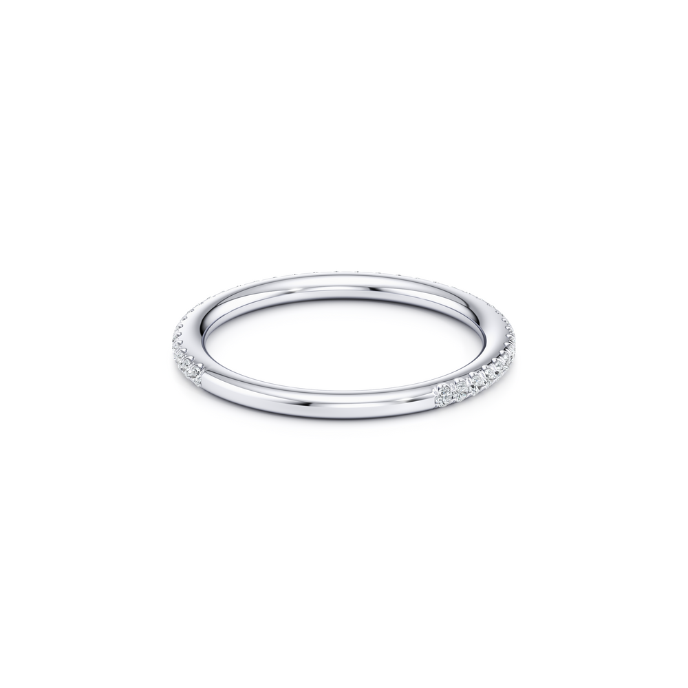 Kate Lab Diamond Wedding Band Platinum One Row Aerial 3/4 View