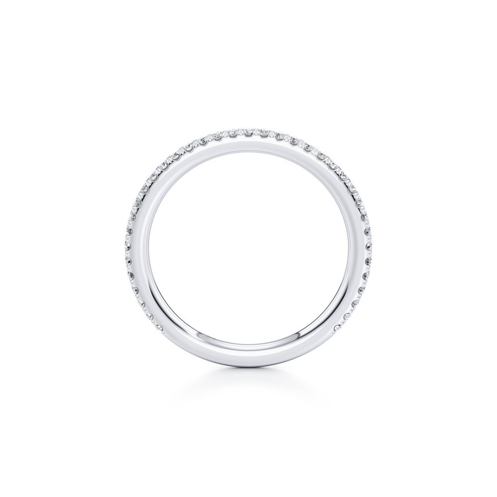 Kate Lab Diamond Wedding Band 18k White Gold One Row Aerial 3/4 View