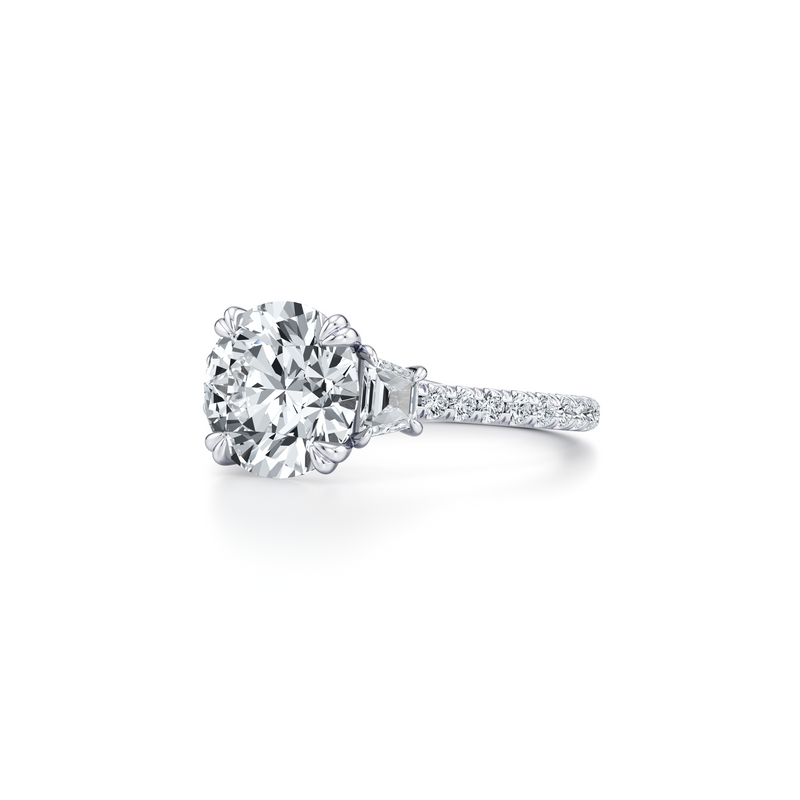 Elle Trapezoid Three Stone Lab Diamond Engagement Ring image 2