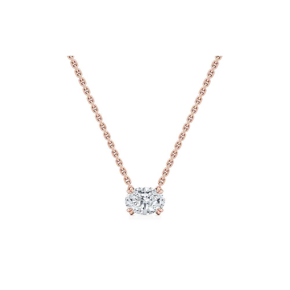 Elle Oval Pendant 18k Rose Gold 1 CTW Front View