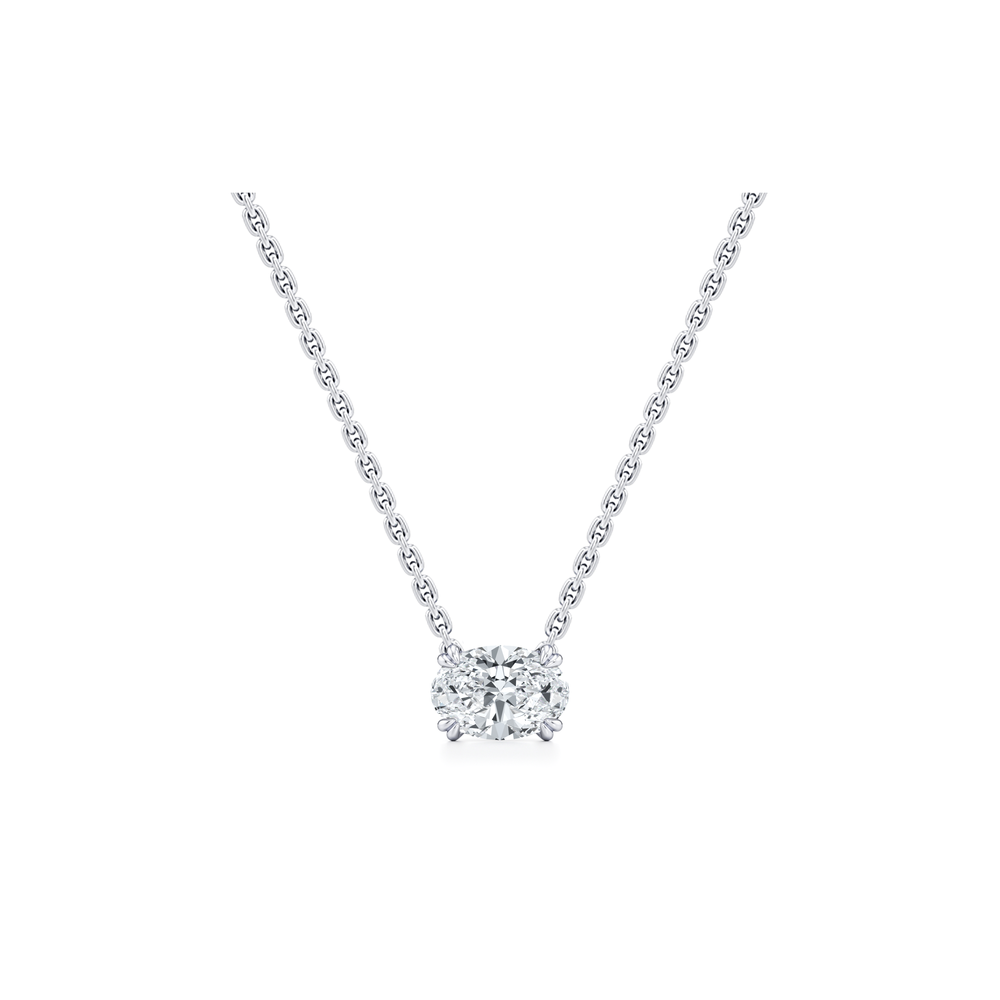 Elle Oval Pendant 18k White Gold 1 CTW Front View