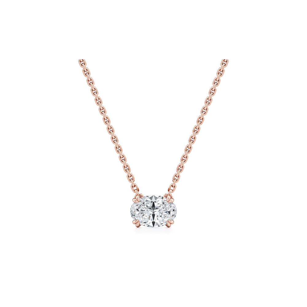 Elle Oval Pendant 18k Rose Gold 1.5 CTW Front View