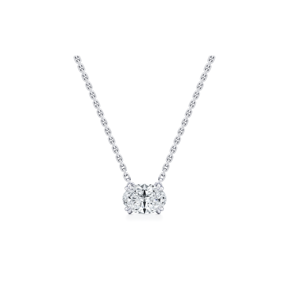 Elle Oval Pendant Platinum 1.5 CTW Front View