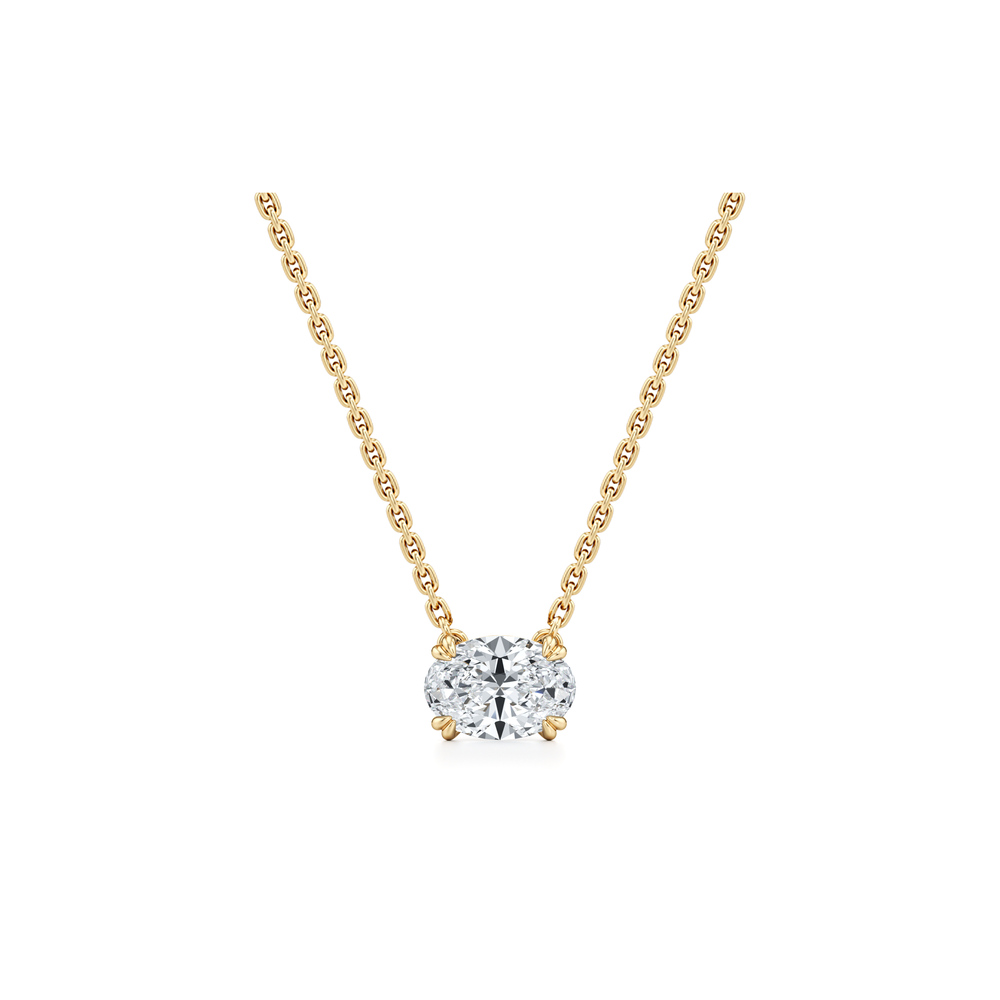 Elle Oval Pendant 18k Yellow Gold 1.5 CTW Front View