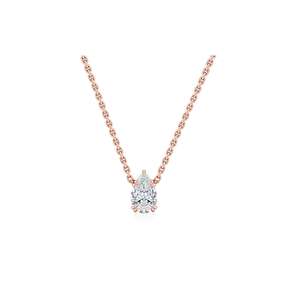Elle Pear Pendant 18k Rose Gold 1 CTW Front View