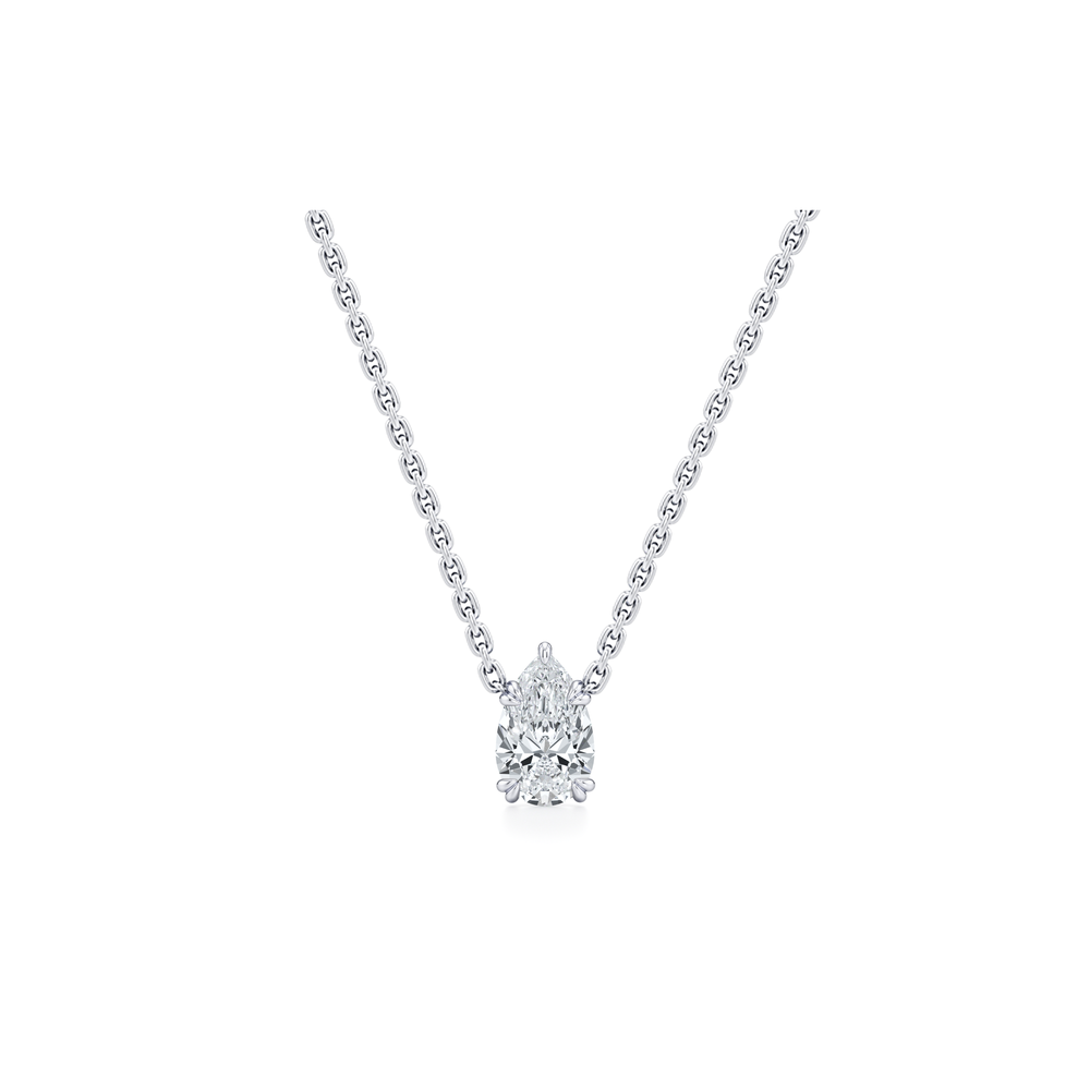 Elle Pear Pendant 18k White Gold 1 CTW Front View