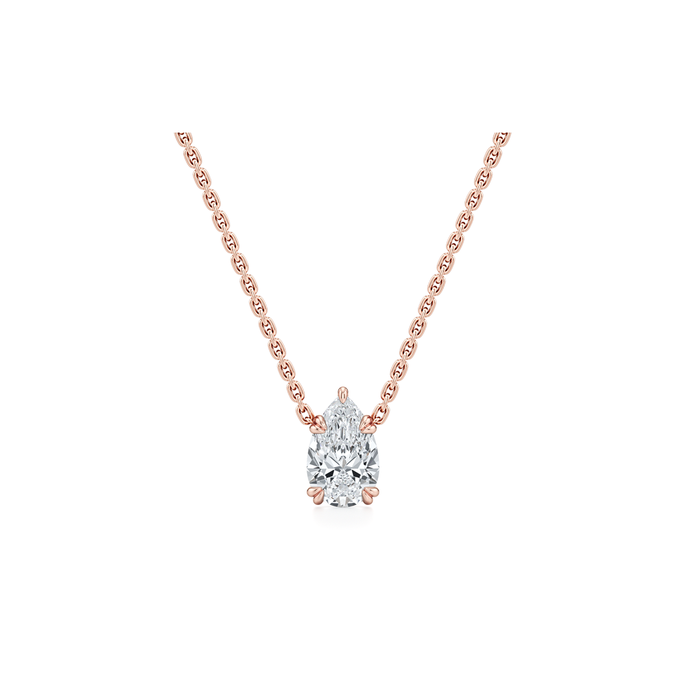 Elle Pear Pendant 18k Rose Gold 1.5 CTW Front View