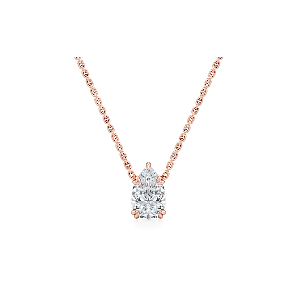 Elle Pear Pendant 18k Rose Gold 2 CTW Front View