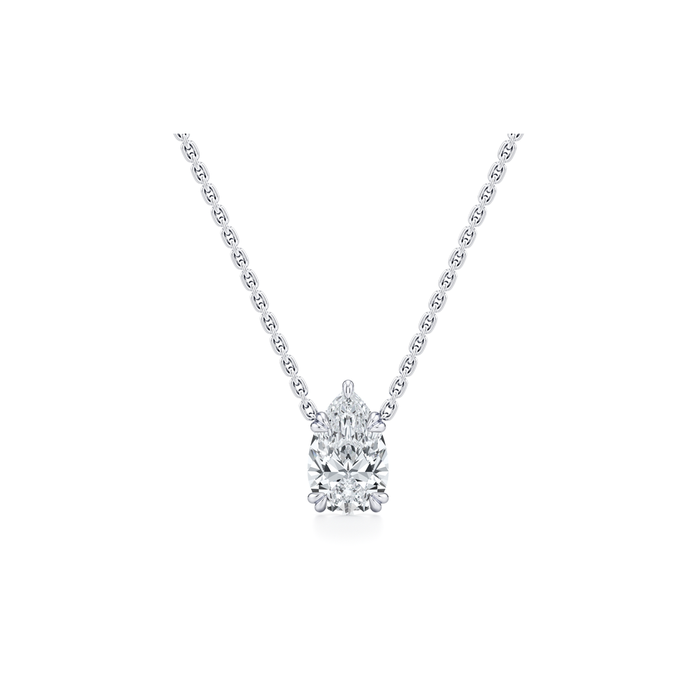 Elle Pear Pendant 18k White Gold 2 CTW Front View
