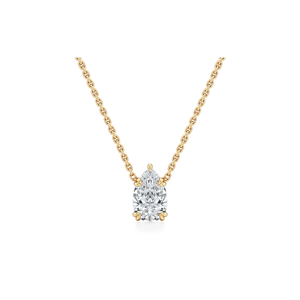 Elle Pear Pendant 18k Yellow Gold 2 CTW Front View