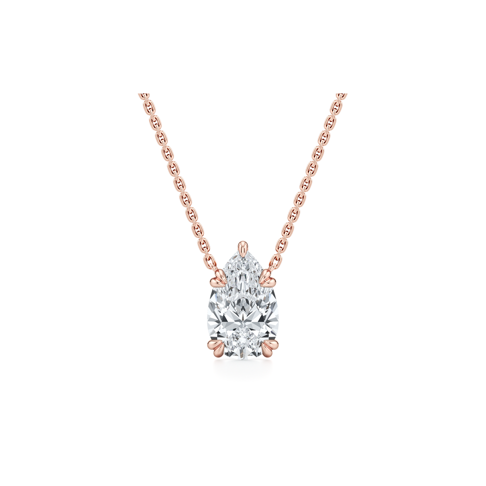 Elle Pear Pendant 18k Rose Gold 4 CTW Front View