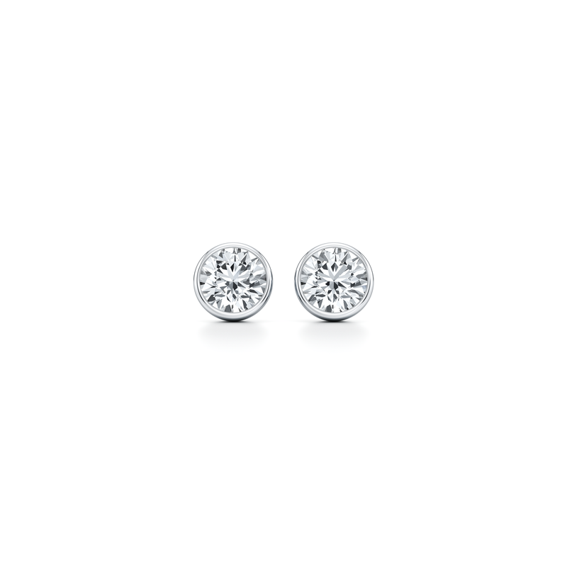 Bezel Set Lab Diamond Round Brilliant Studs image 1