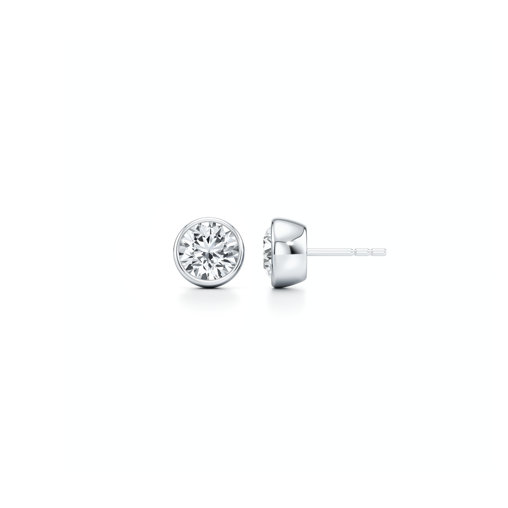 Bezel Set Lab Diamond Round Brilliant Studs image 11