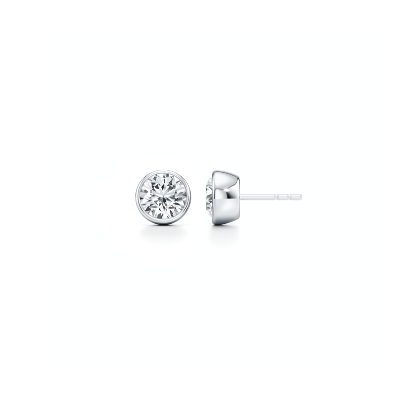 Bezel Set Lab Diamond Round Brilliant Studs image 2