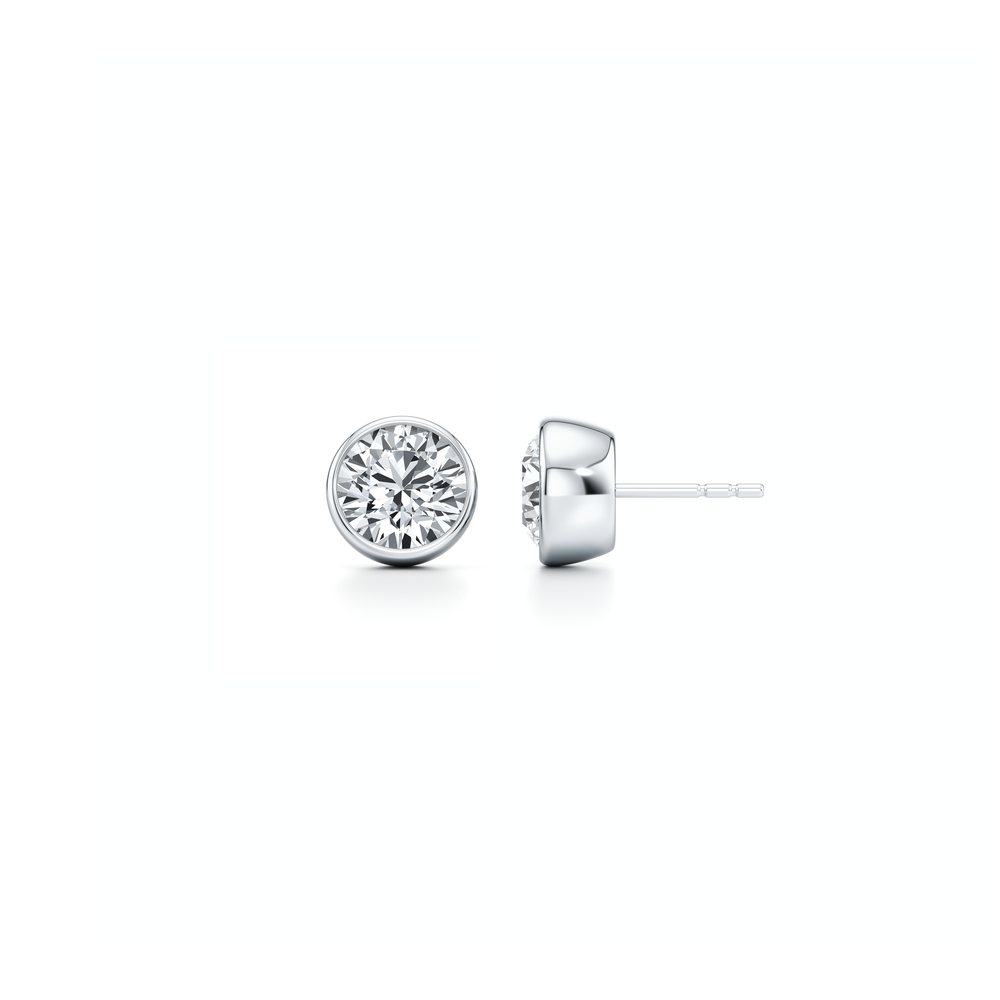 Bezel Set Lab Diamond Round Brilliant Studs image 14