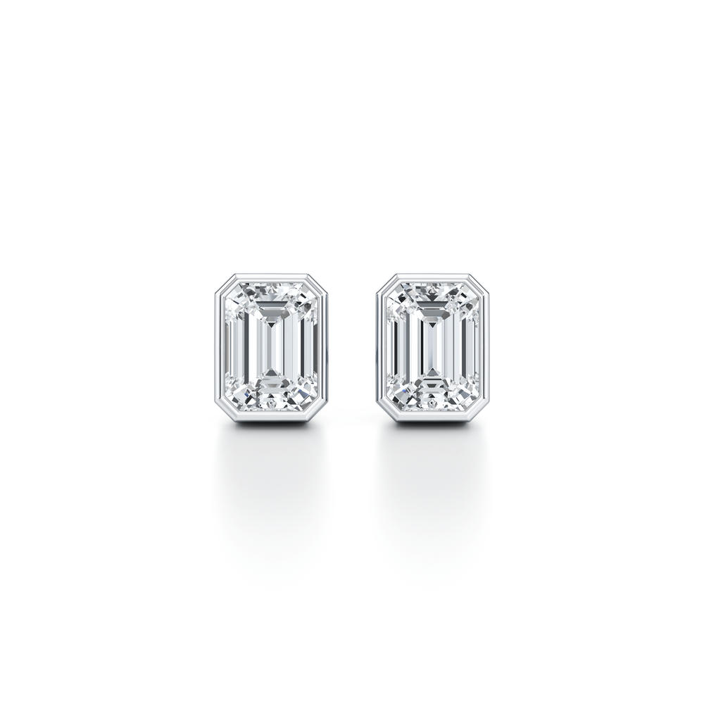 Bezel Set Lab Diamond Emerald Studs image 10