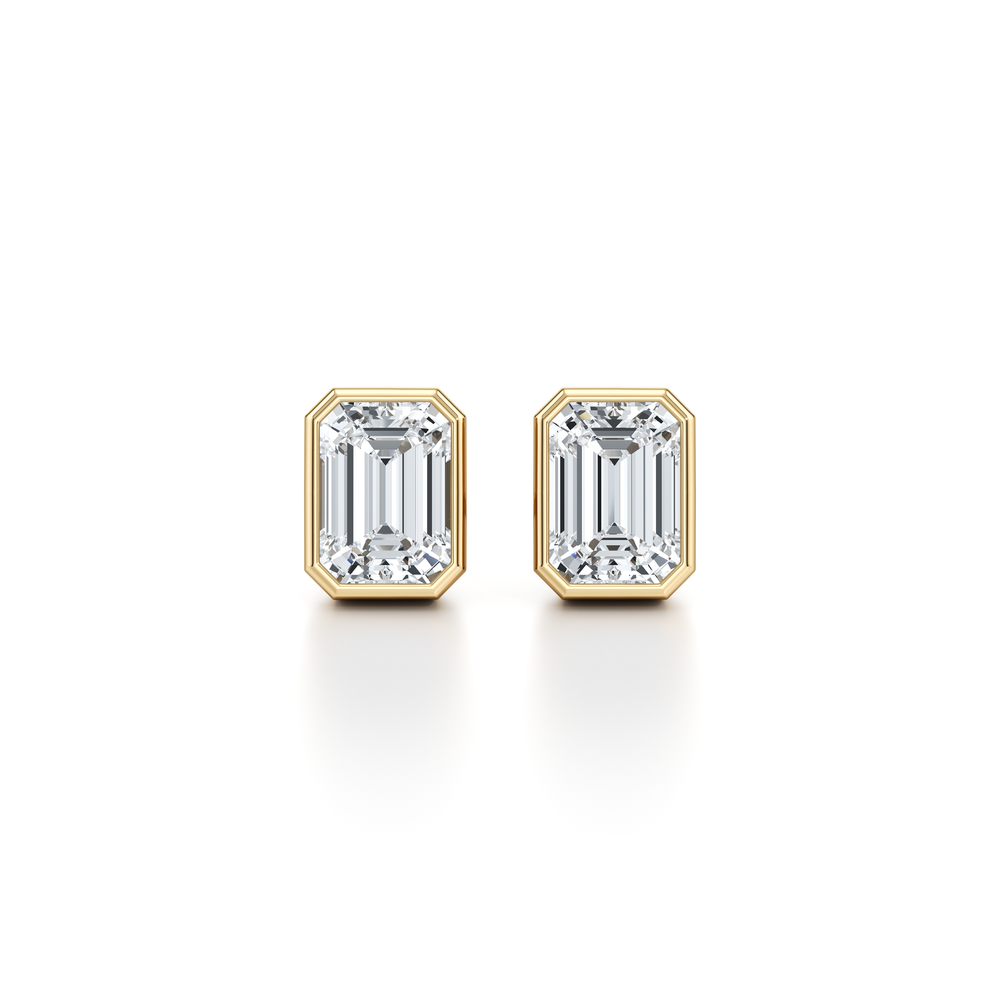 Bezel Set Lab Diamond Emerald Studs image 4