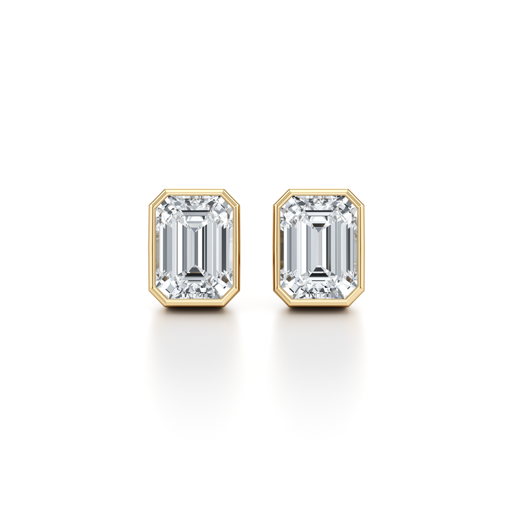 Bezel Set Lab Diamond Emerald Studs image 16