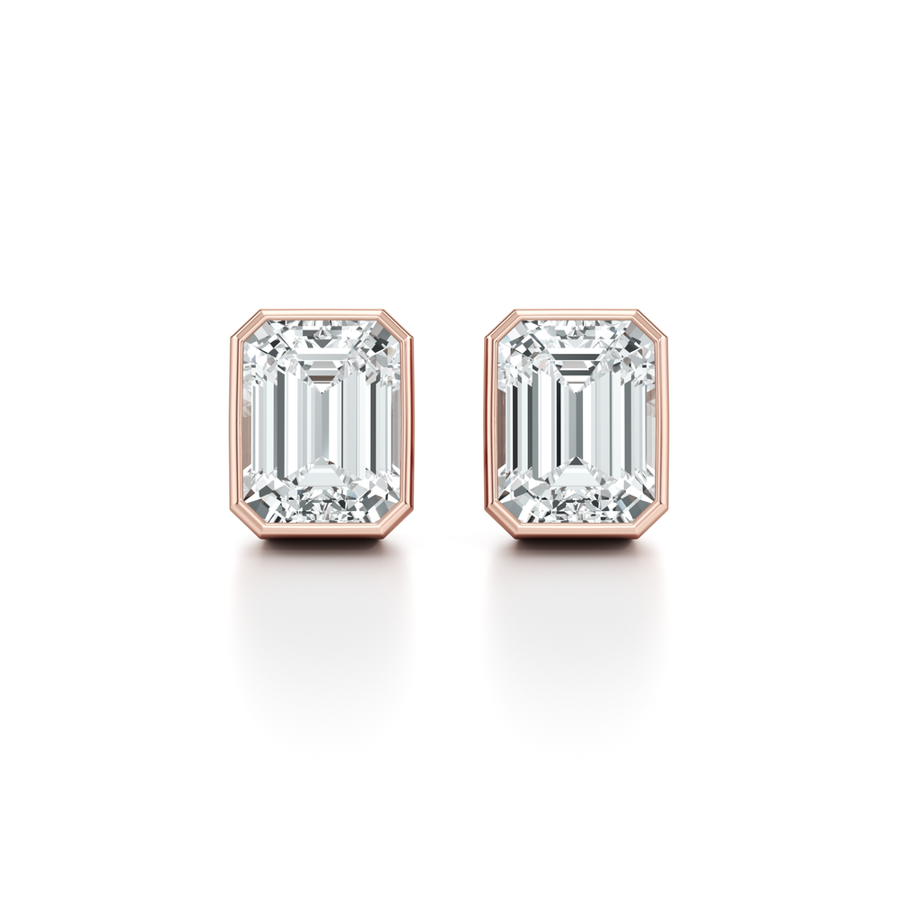 Bezel Set Lab Diamond Emerald Studs image 31