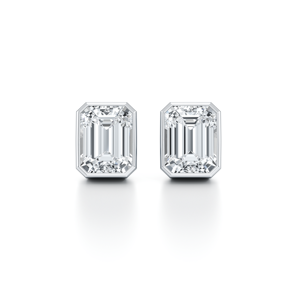 Bezel Set Lab Diamond Emerald Studs image 25