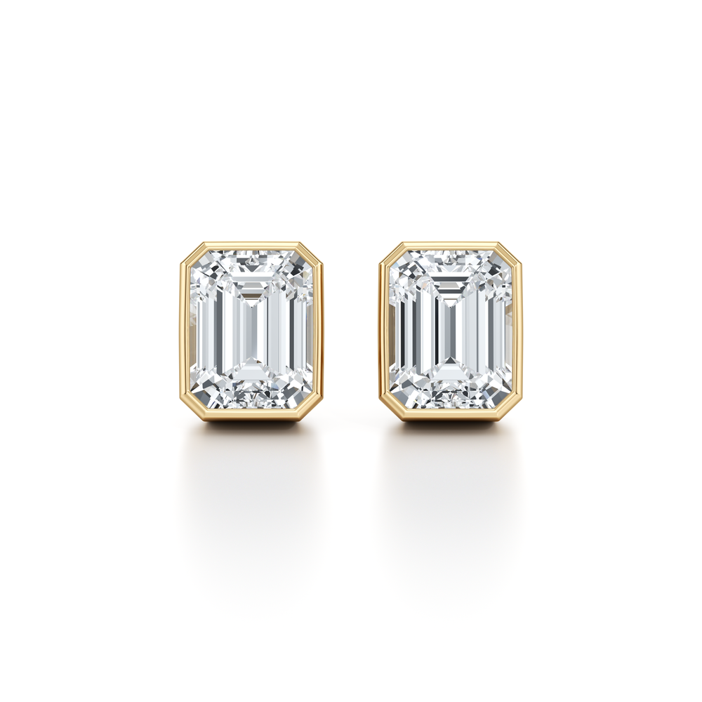 Bezel Set Lab Diamond Emerald Studs image 28