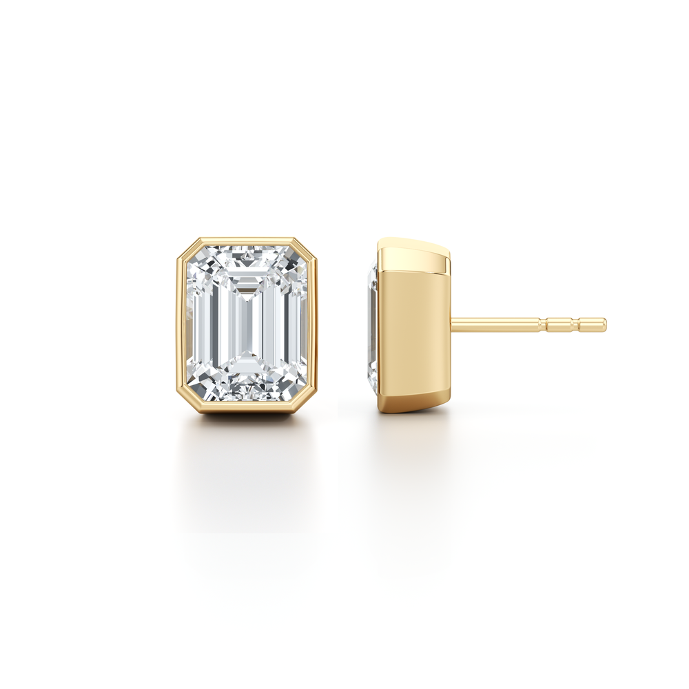 Bezel Set Lab Diamond Emerald Studs image 29