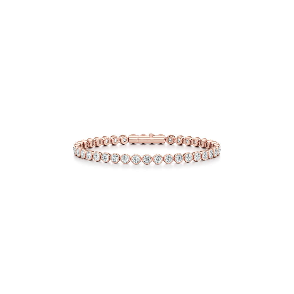 Bezel Set Round Brilliant Lab Diamond Tennis Bracelet image 11