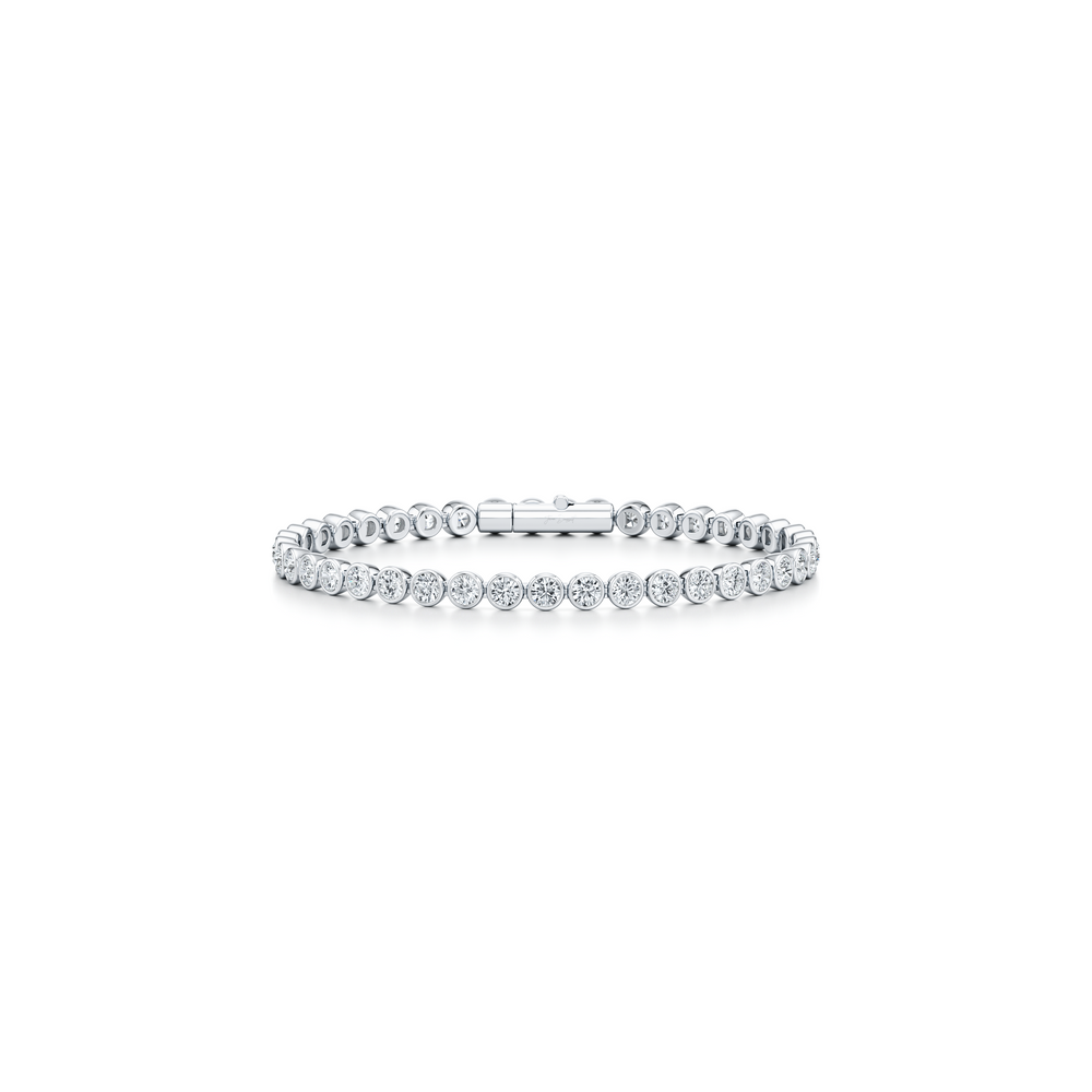 Bezel Set Round Brilliant Lab Diamond Tennis Bracelet image 16