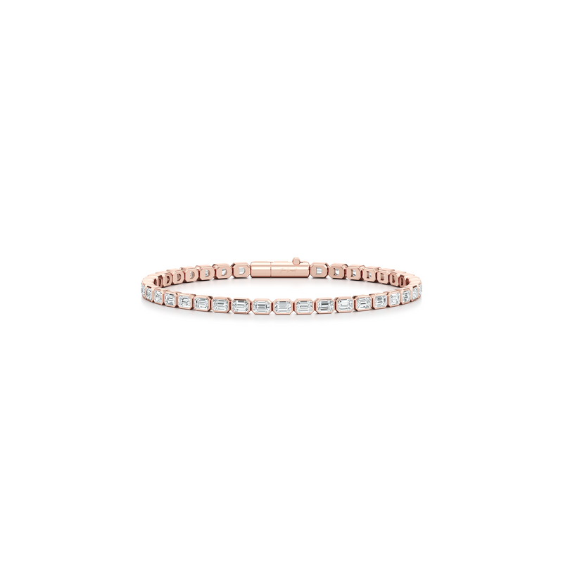 Bezel Set Emerald Lab Diamond Tennis Bracelet image 11