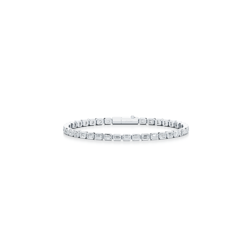 Bezel Set Emerald Lab Diamond Tennis Bracelet image 1