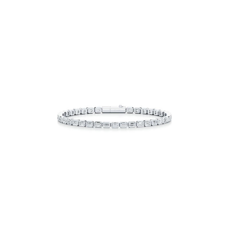 Bezel Set Emerald Lab Diamond Tennis Bracelet image 1
