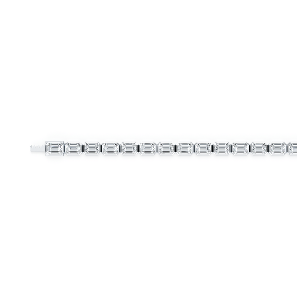 Bezel Set Emerald Lab Diamond Tennis Bracelet image 4
