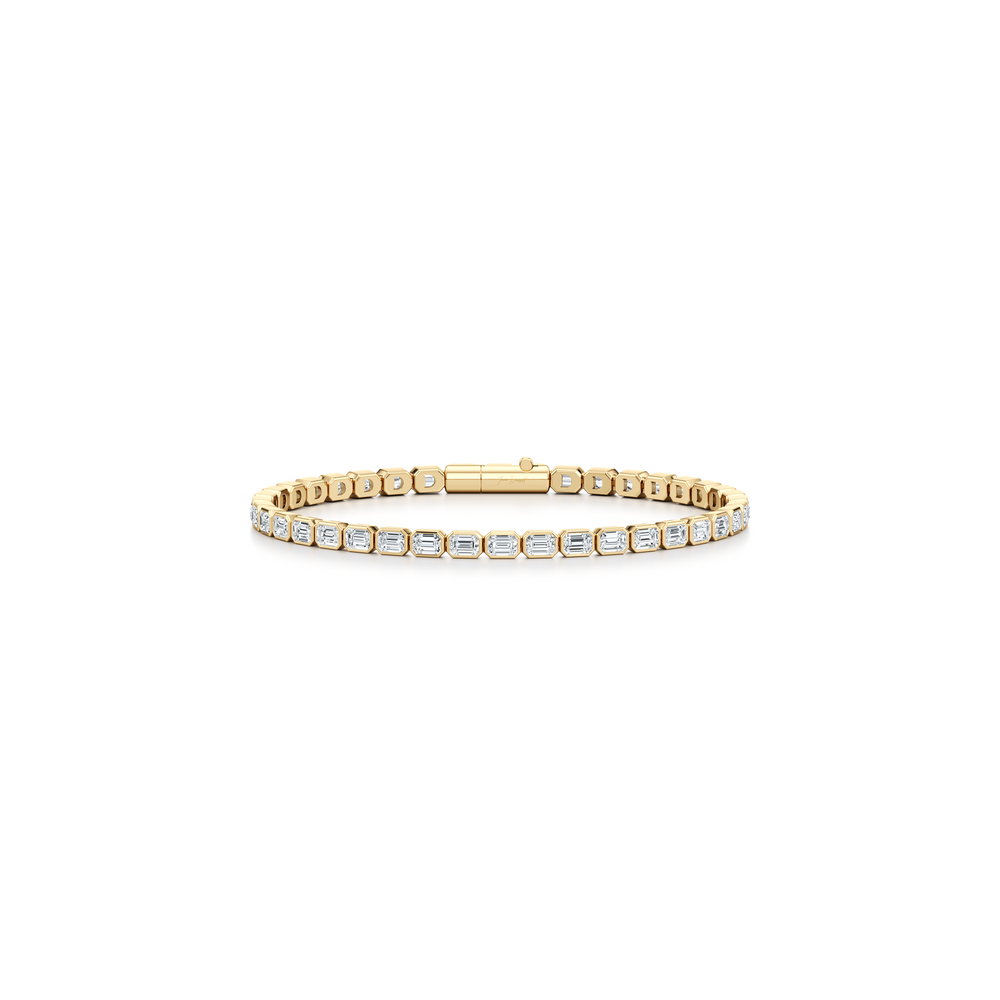 Bezel Set Emerald Lab Diamond Tennis Bracelet image 6