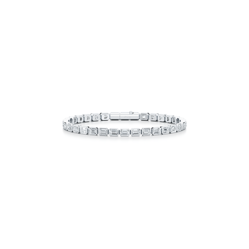 Bezel Set Emerald Lab Diamond Tennis Bracelet image 21